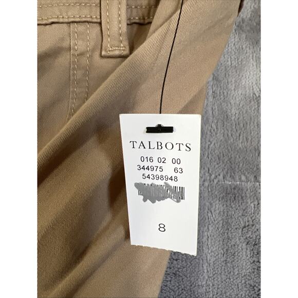 Talbots Pants Women 8 Beige Tan Khaki Chino Cargo Straight 27" Inseam NEW Preppy - Picture 3 of 10